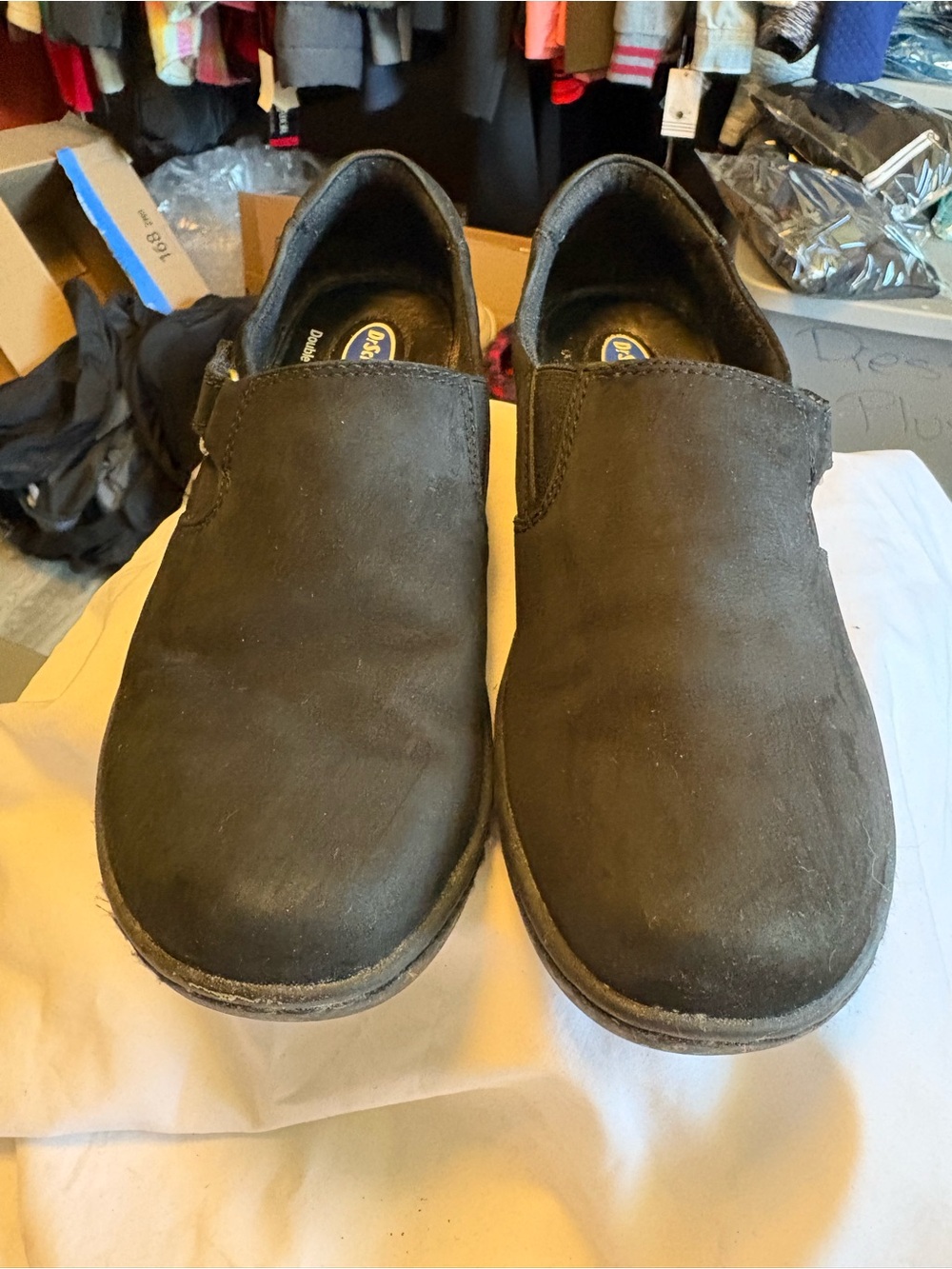 Dr. Scholl's Black Suede Slip-On Women's Flats with Velcro Closer